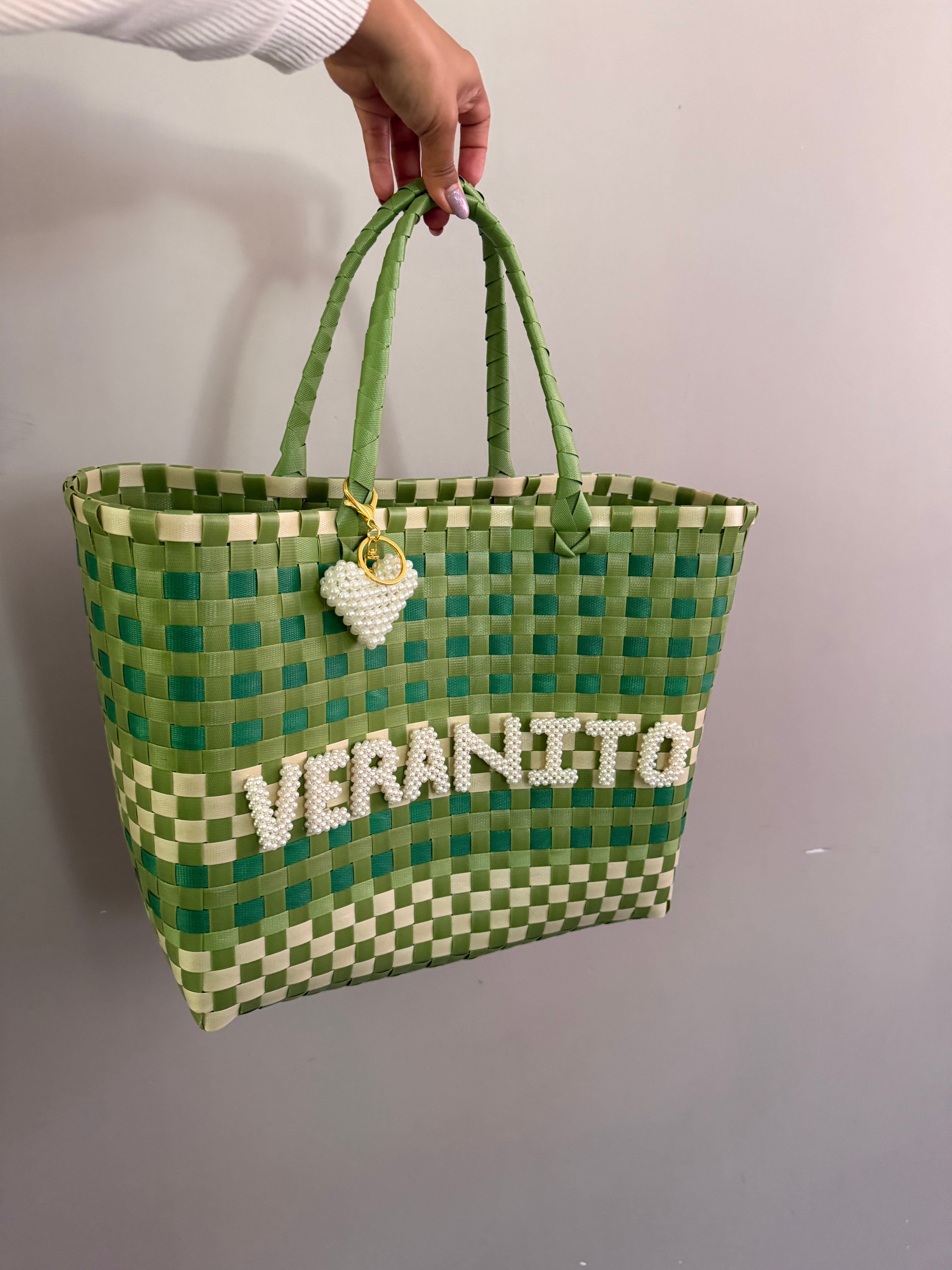 Bolsa Roselia Verde con letras