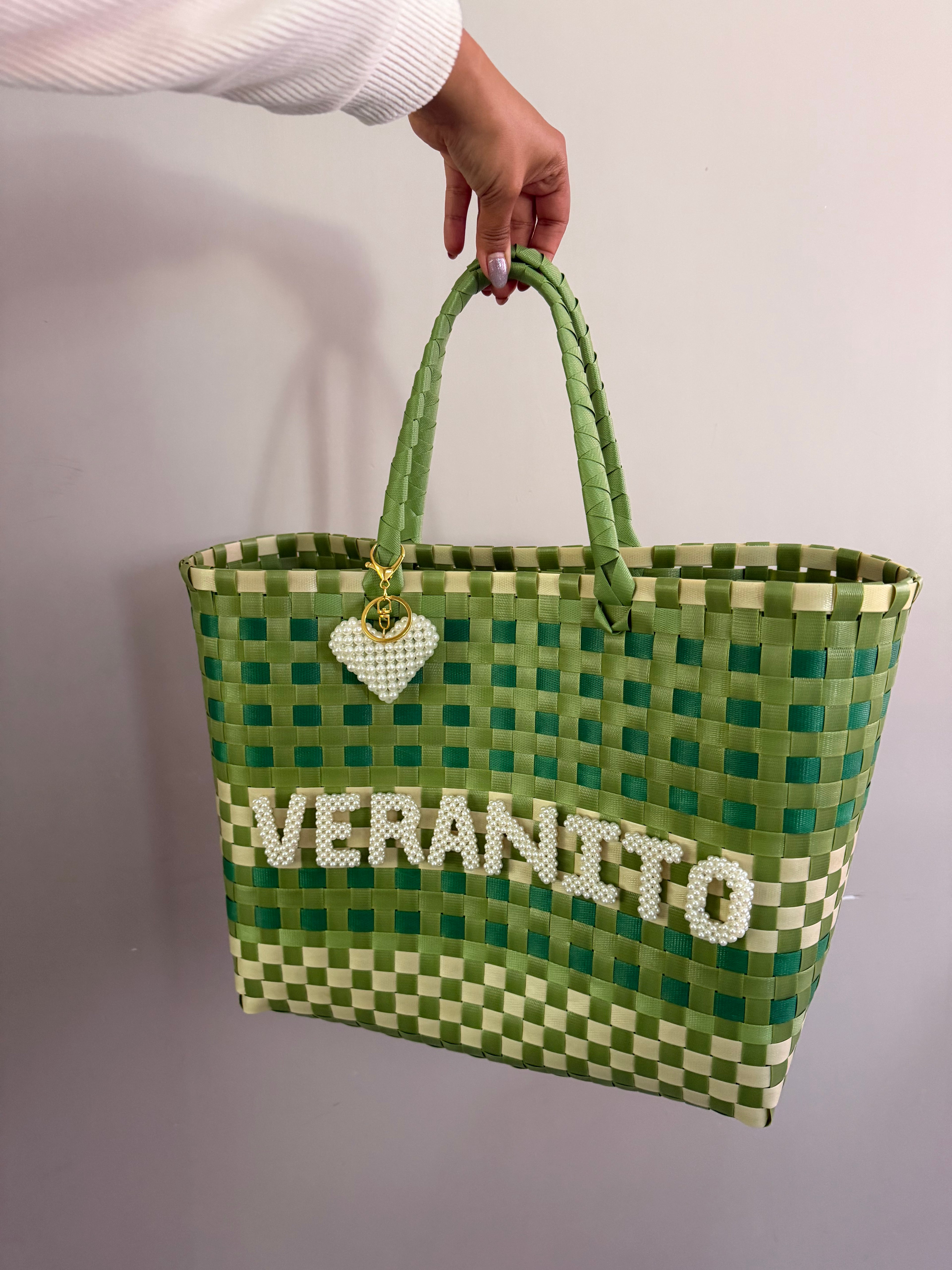 Bolsa Roselia Verde con letras