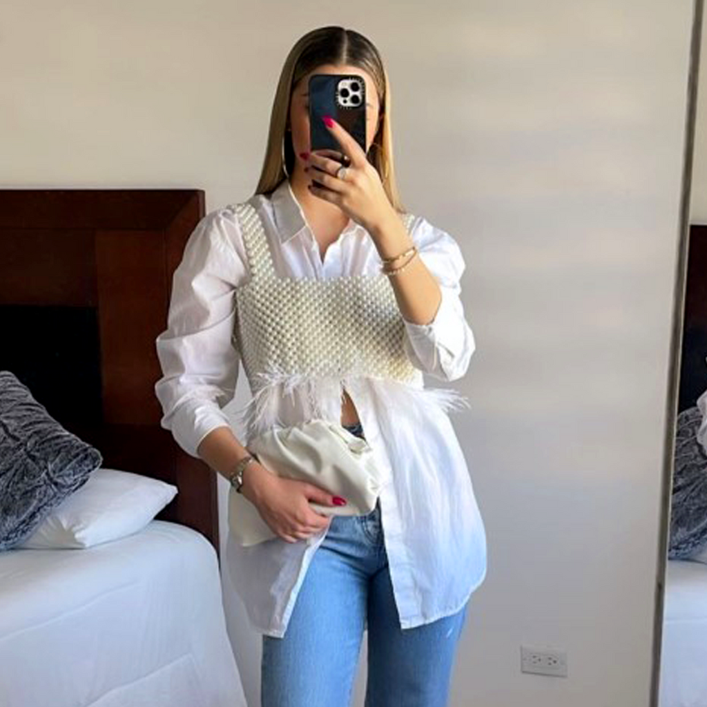 TOP RECTO CON PLUMAS